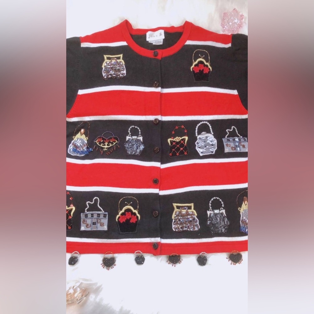 Just B Vintage Purse Embroidery Cardigan